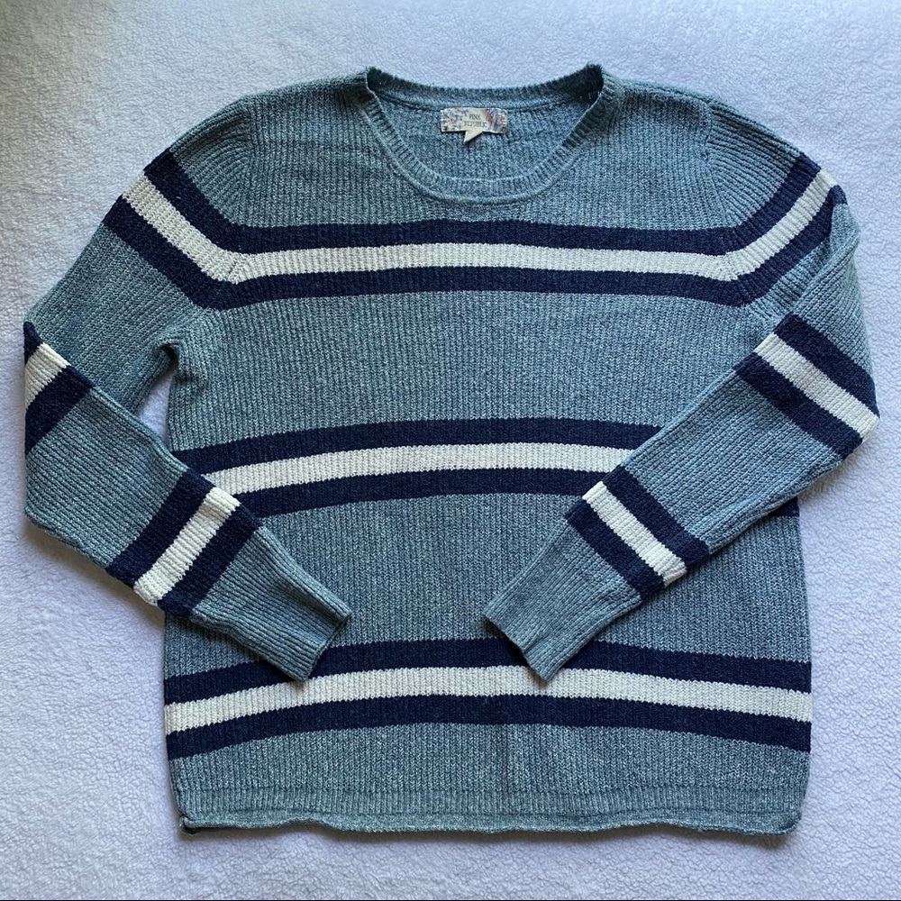 Dusty Blue & Navy Striped Sweater